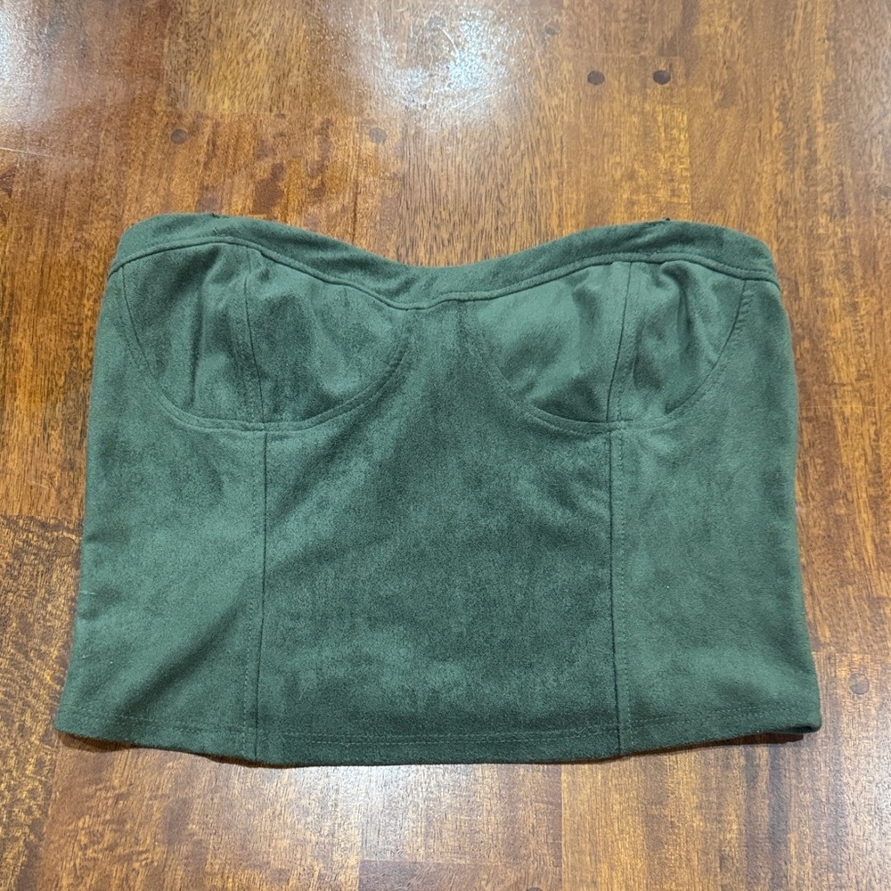 NWT Kirious Los Angeles Green Suede Bustier Top